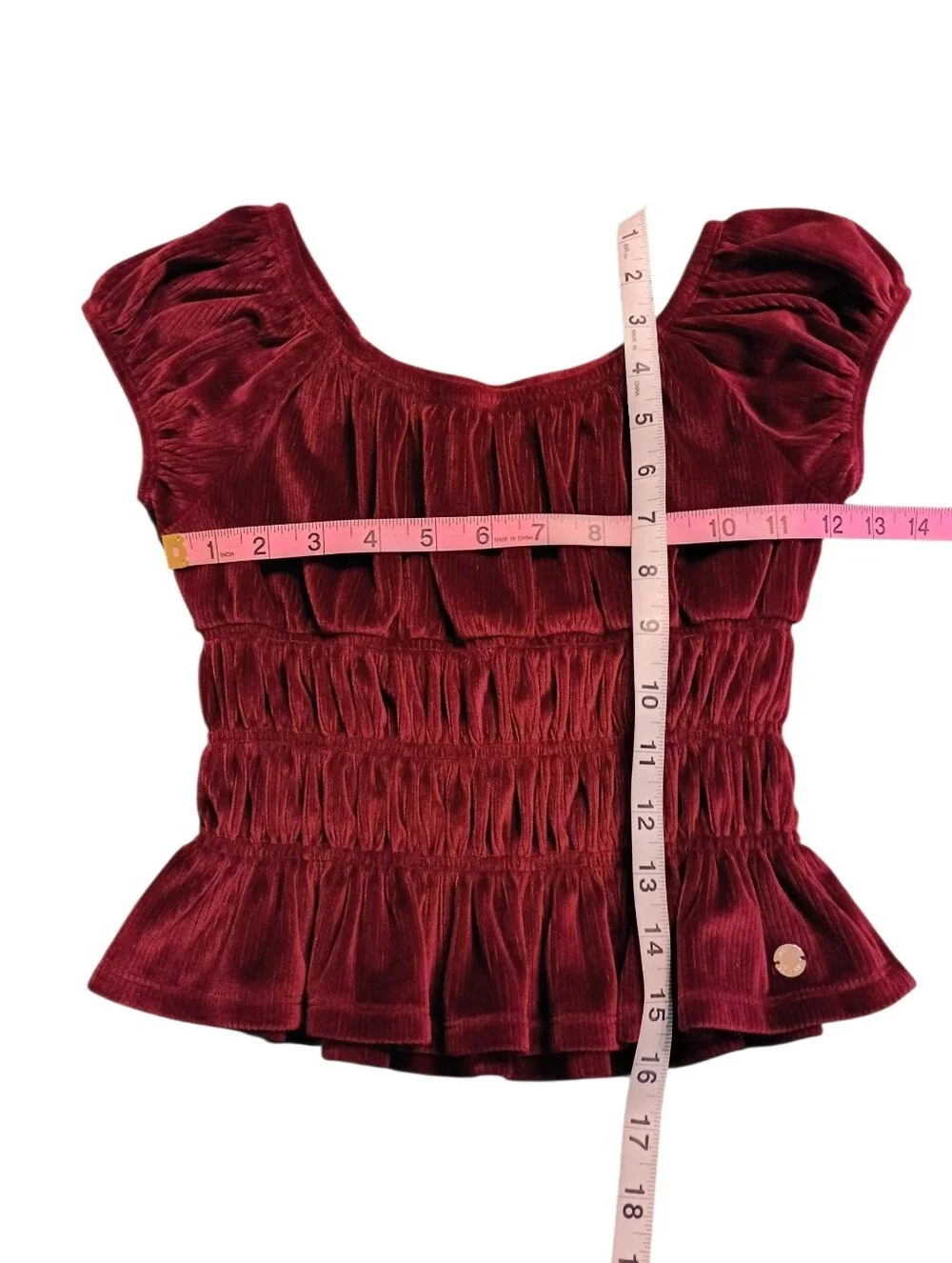 Like New! Girls Velvet Romper - Red Burgundy Ruffle 7/8